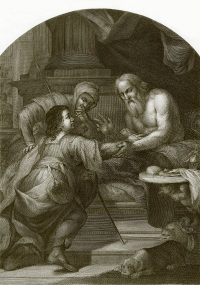 Isaac blessing Jacob by English School